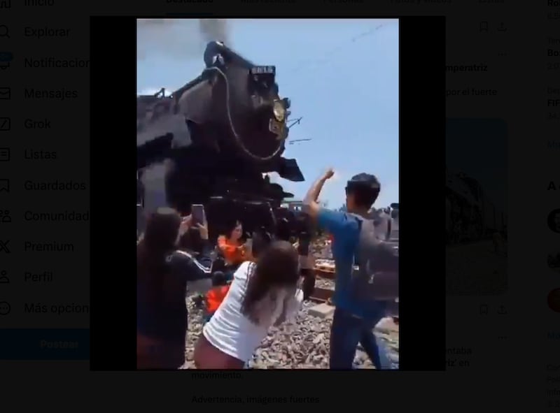 Mujer impactada por un tren